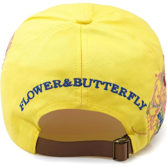 Women Yellow Adjustable Breathable Embroidered Sport Golf Outdoor Baseball Caps - Picture 4 of 7